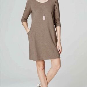 J.Jill PureJill A-Line Knit Dress w/Pockets Driftwood Heather Pima Cotton XS